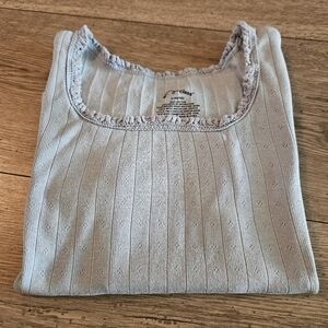 3/$6 art class Light Blue Ribbed Tank with Ruffled Trim Size L 10/12,  Blue